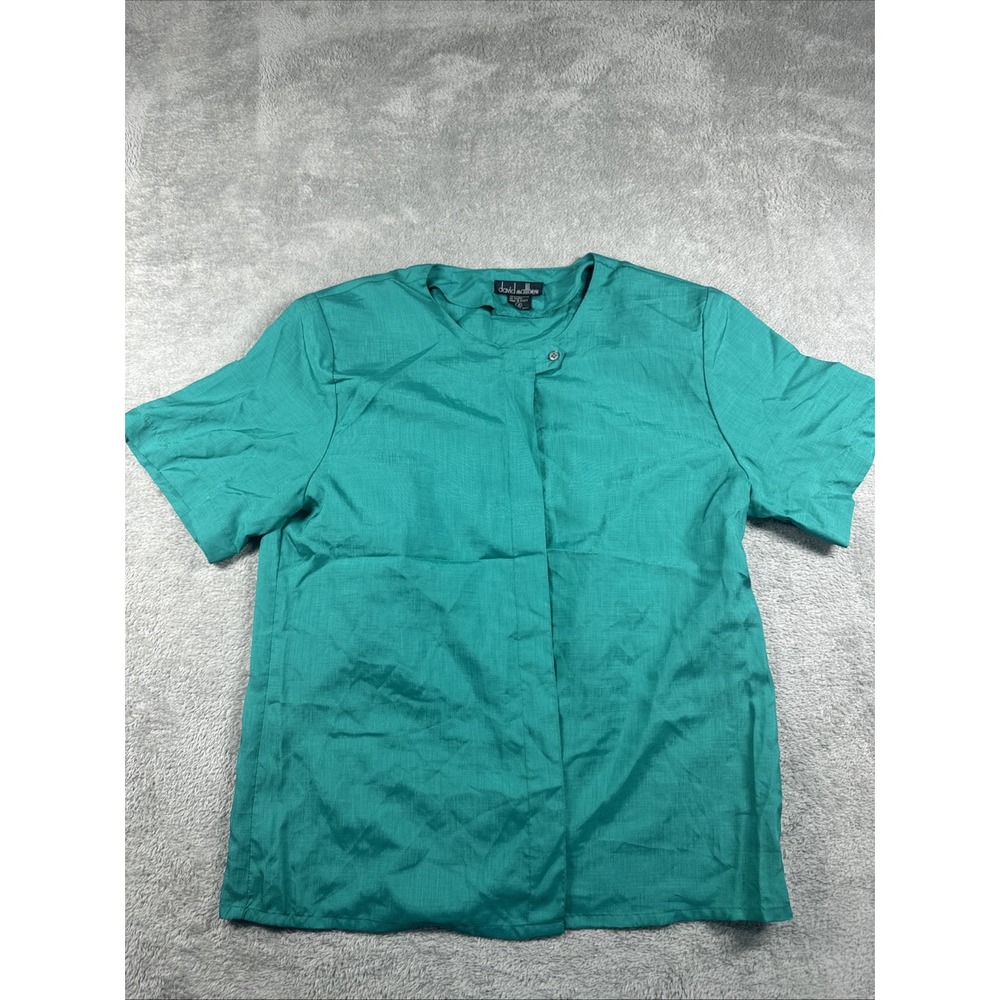 David Matthew Women's Polyester Button Up Blouse‎ With Shoulder Pad Size 8